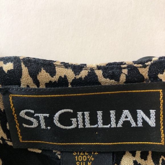 St Gillian Womens Dress Black Leopard Print Ruffles Jewel Neck Long Sleeve 12 - Picture 5 of 8